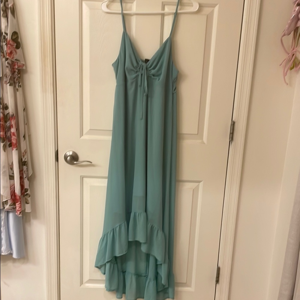 Wild Fable Light Blue Adjustable Ruched Top High Low Dress